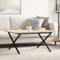 Gecheer Pieds de Table Basse Cadre en X 80x70x43 cm Fonte, Table de Bout de Canapé, Table d'appoint Table à Café, Table Centrale pour Salon Bureau