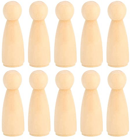 ANKROYU 10 Stück unvollendete Holzpflockpuppen, 75 mm unvollendete Pflockmenschenpuppe, Holzfiguren weiblich männlich, schlichte Holzfiguren zum Bemalen von Figurenhandwerk