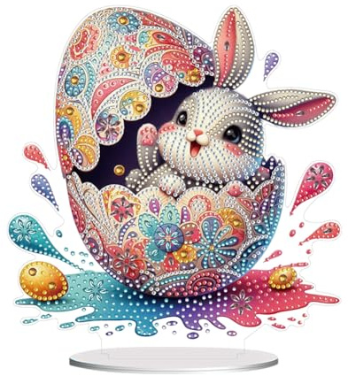 Generisch Diamond Painting Tischdeko Osterdekoration,5D Osterei Hase Diamant Painting Ostern Tischdeko,Ostern Tisch Deko,Easter Decorations,Frühling Osterfeier-Ostereier-4
