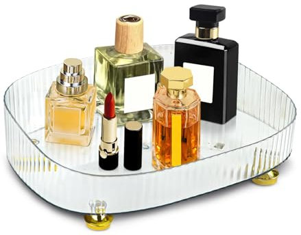 Mulaibdin Organizador Perfumes Bandeja, Bandejas Decorativas Baño, Bandeja para Maquillaje,Joyas, Organizador de Cosméticos, Bandeja Moderna para Dormitorio,Salón,Vestidor,Habitación (Blanco)