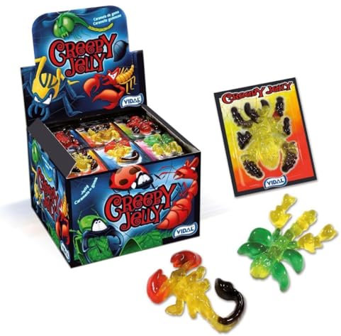 Vidal Creepy Jelly Fruchtgummi – 6er Blister à 11g – Fruchtgummi Insektenformen – Perfekt für Halloween und Partys