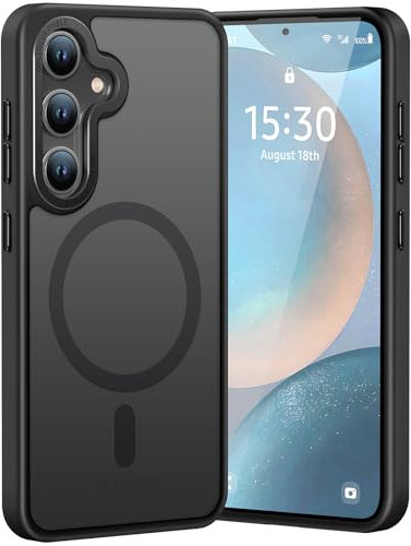 PuyaTeya Magnetisch für Samsung Galaxy S24 Hülle, TOP Magnetische Adsorption Militärschutz Schutzhülle Samtige Touch Matt Anti-Kratzen Handyhülle für Samsung Galaxy S24 Schutzhülle(Schwarz)