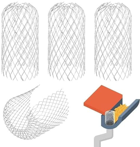 Ksvaye 4 Pack Heavy-Duty Aluminium Gutter Guard Mesh - Adjustable Downpipe Leaf Filter, Stops Leaves, Moss & Debris - Universal Easy Fit for UK Guttering Systems