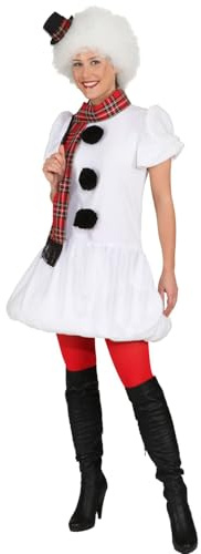 Krause & Sohn Schneefrau Kostüm Kleid mit Schal und Mini-Zylinder für Damen Gr. 36-46 Winter Fasching Karneval Mottoparty
