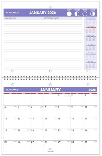 AT-A-GLANCE 2026 Wall Calendar, 8.5 x 11, Small, Unruled Blocks, Monthly (PM1702826)