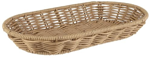 APS 40342 Korb oval „COVE“, Beiger Flechtkorb, Körbchen aus Polypropylen, Behältnis aus Flechtwerk, Brötchenkorb, Lebensmittelkorb, Maße 28 x 16 cm, Höhe 4 cm, beige
