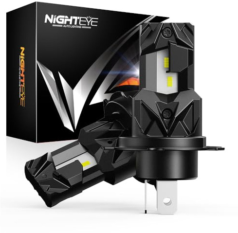 NIGHTEYE H4 LED Headlight Bulbs, 18,000LM, 6500K, 1:1 Halogen Size, 2 Pack | 400% Brighter, Plug & Play, IP68 waterproof protection for reliable all-weather driving, 50,000 hours, fanless