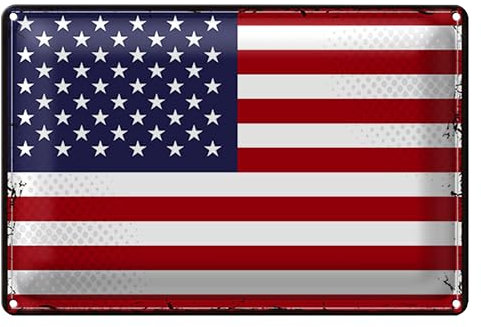Vintage USA Flagge | Metallschild | Retro Deko | Wanddekoration | 20 cm x 30 cm