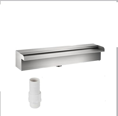 Kit de Fuentes de cascadas Fuente de piscina Cascada de piscinas Aliviadero con conector de tubería Fuentes de piscina rectangulares de acero inoxidable Estanque de jardín fuente de piscina al aire li