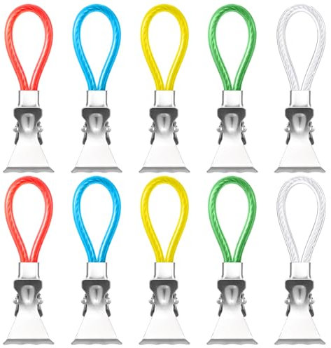 Lusofie 10 Stück Handtuchklammern 5 Farben Handtuchclips Handtuchaufhänger Metall Geschirrtücher Handtuch Clips Bunte Handtuch für Aufhänger Bad Kücher