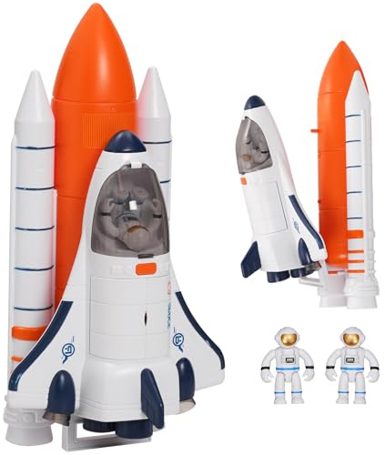 Siairo Large Space Shuttle Toys with Lights&Sound,Spaceship Toy for Kids | Detachable Spaceship Toy for Kids including 2 Astronauts ,STEM Educational Space Toys Gift for Boys Girls Age3+