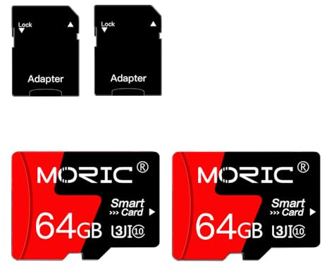 2 Pack 64GB Micro SD Card with SD Adapter High Speed Memory Card,C10 A1 Memory TF Card for Camera/Dash Cam/Smartphone/Tablet/Drone