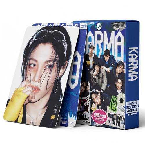 Stray Kids KARMA Album Fotokarten 95-teiliges Karma-Fotokarten-Set Stray Kids The 4th Album Merch Boys and Girls Card Set 55 PCS Photocard and 40 PCS Stickers Gift for Stay