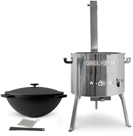 Grillpeter Utschak Timur Ø45 cm Edelstahl Kazan 20L aus Gusseisen Zubehör