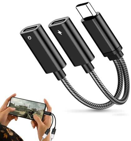 Double USB C 2 en 1,Adaptateur Double USB C Audio et Charge USBC vers Doubleur USBC Adaptateur Type-C Écouteurs et Charge pour iPhone 16 15 Pro Max iPad Samsung S25 S24 S23