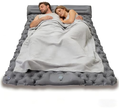 SNZ Matelas isolant pour camping - Matelas gonflable ultra léger - Imperméable - Avec pompe à pied et coussin - Tapis de couchage antidérapant pour la randonnée, la plage, les voyages, la tente