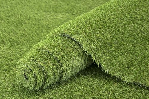 AKCILA Kunstrasenteppich Outdoor 150x300 cm, Rasenteppich für Balkon und Garten, Kunstrasen Soul als natürlich 28mm grün - gelb, Artificial Grass, Wasserdurchlässig Kunstrasen Rollrasen mit Meterware