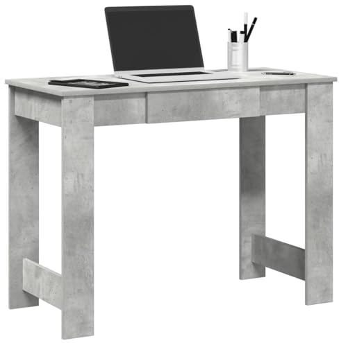 Runheo Schreibtisch Betongrau Holzwerkstoff 100x45x75 cm mit Stauraum und Schublade, ergonomischer Arbeitstisch für Büro Homeoffice und Gaming, kompakter PC Laptop Sekretär mit Ablage