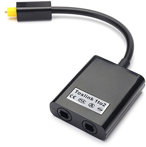 TISINO Répartiteur de câble optique 1 entrée et 2 sorties Toslink Digital Optical Audio Splitter Fibre Optique Splitter