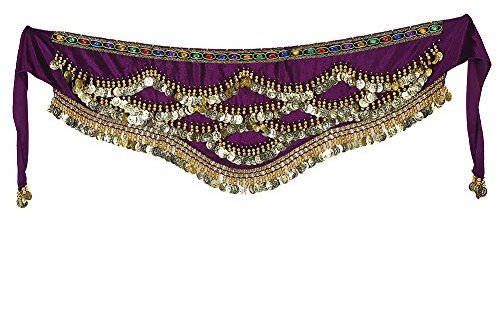 VGEBY Bauchtanz Gürtel, Damen Bauchtanz Hüfttuch Hüftgurt Modische Bellydance Hüfttuch Kostüm Taille Schal Gürtel(Dark Purple)