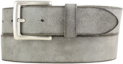 Brazil Lederwaren Gürtel aus weichem Vollrindleder Used-Look 4 cm | Jeans-Gürtel für Damen Herren 40mm | Ledergürtel Vintage-Look | Dunkelgrau 80cm