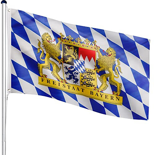 FLAGMASTER Teleskop Fahnenmast Aluminium 6,50m, 5-Fach höhenverstellbar, 30 Verschiedene Fahnen zur Wahl, Komplettset mit Bodenhülse