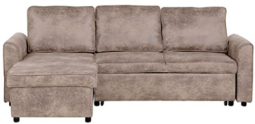 Modernes Ecksofa mit Stauraum Kunstleder Lederoptik braun rechtsseitig Nesna