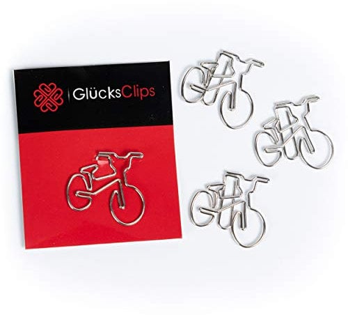 Ditac Fahrrad-Motiv Büroklammern, 11 Stück, Silber, Metall, 2,5 x 2,5 cm, Modern, als Büroklammer oder Lesezeichen