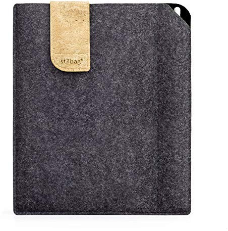 Stilbag Filztasche für Apple iPad Mini (2019) | Etui Case aus Merino Wollfilz und Kork mit Pencil Fach | Modell KUNO in anthrazit - schwarz | Tablet Schutz-Tasche Made in Germany