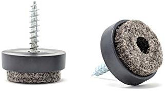 Keay Vital Parts Felt Furniture Gliders Screw in Chair Sofa Feet Pads, 20mm, 24 Pack, 2mm Drill Bit Quality Floor Protectors Black (Pack of 24)