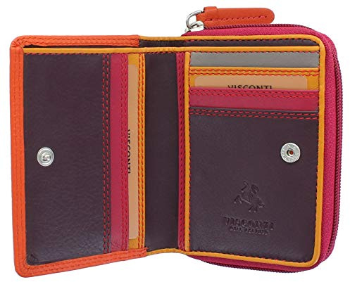 VISCONTI Rainbow Leather Ladies Purse Style RFID Blocking RB53 Orange Multi