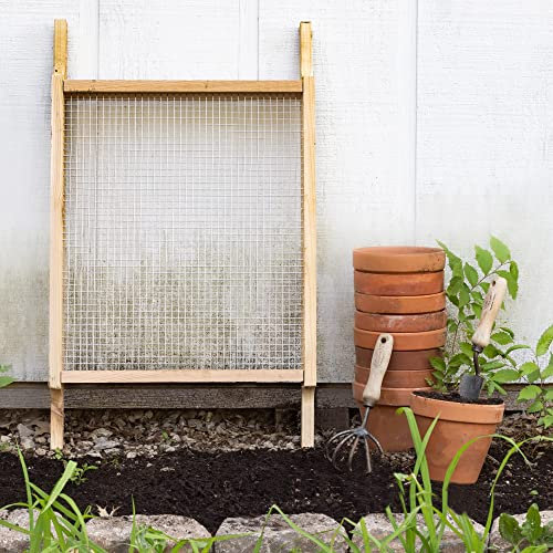 Cedar Garden Sifter for Compost, Dirt and Potting Soil - Handcrafted in The USA - Sustainable Cedar - Heavy Duty Stainless Grate (Wheelbarrow)