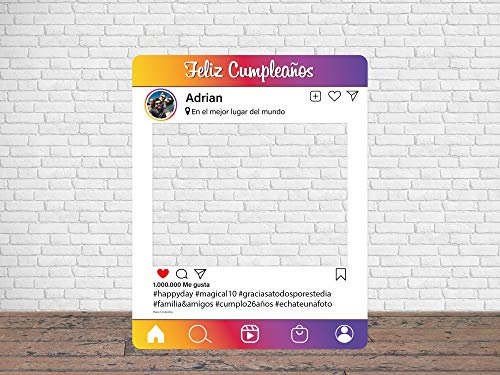 Oedim Photocall en Cartón Instagram Feliz Cumpleaños Original Personalizado | 80x100cm | Económico y Troquelado