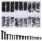 500 Pcs Self Tapping Screws Assortment Kit of Small Stainless Steel Screws with Storage Box 18 Sizes for Glasses, Laptop, Jewellery, M1.2, M1.4, M2, Black