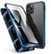 LONYAN Compatible with iPhone 12 Pro/iPhone 12 Case, Magnetic Adsorption Protective Hard Case Front and Back Tempered Glass Full Screen Coverage One-Piece Design Flip Cover (Navy Blue)