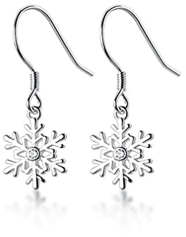 SLUYNZ 925 Sterling Silber Schneeflocke Ohrringe Hängend für Damen Weihnachts Ohrringe