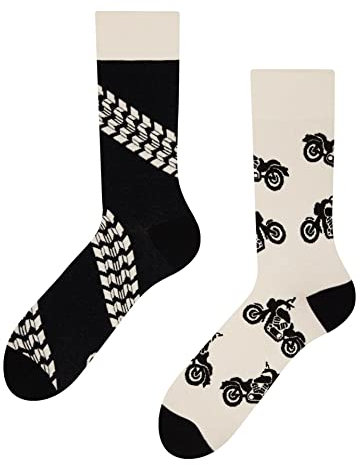 Dedoles Socken Unisex Damen Herren & Kinder Baumwolle viele lustige Designs 1 Paar Geschenk links rechts verschieden, Farbe Schwarz, Motiv Motorrad, Gr. 39-42