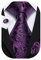 Barry.Wang Mens Purple Tie Paisley Silk Pocket Square Cufflinks Wedding Party