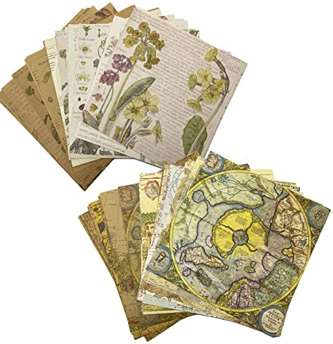 60 Stück Scrapbooking Dekopapier Vintage Journaling Scrapbooking Zubehör Bastelsets Junk Journal Seiten Retro Craft Dekopapier für Album Tagebuch Scrapbook DIY, Typ 4