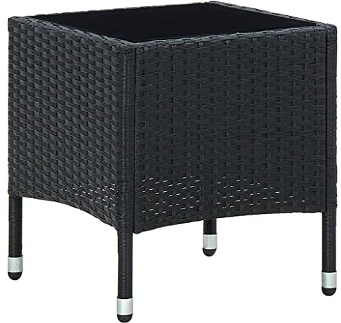 Gartentisch Schwarz 40x40x45 cm Poly Rattan