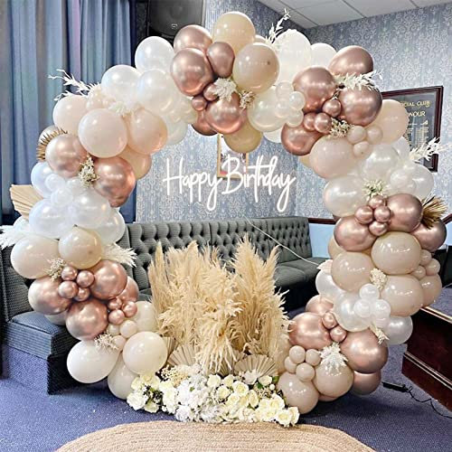 DUGEHO Balloon Arch Kit, Sand White and Champagne Gold Balloons, 137 PCS Balloon Arch Garland Kit,Metal Balloons for Christmas Decorations Birthday Wedding Anniversary Party Graduation