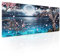 Pink Cherry Blossom Gaming Mouse Pad XL Sakura Tree Blue Ocean Moon Night Extended Big Large Desk Mat Non-Slip Rubber Base Stitched Edge Long Keyboard Mousepad for PC Computer Laptop,31.5×11.8 in