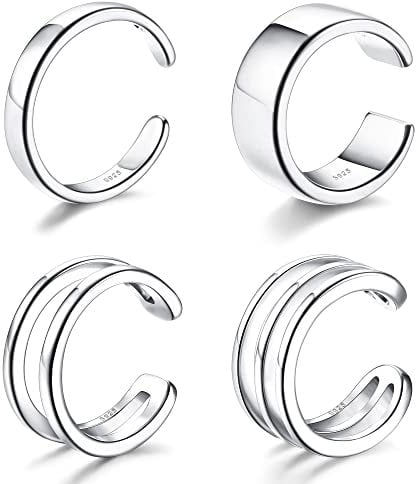 Diamday Silber 925 Ear Cuff Ohrringe für Damen Ohrmanschette Ohrklemme Clip Earcuffs Silber/Gold Fake Piercing Helix Ohr Manschette Ohrringe Mädchen