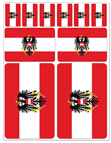 SkinoEu 10 x Vinyl Aufkleber Autoaufkleber Stickers Österreich Flagge mit Adler Österreichische Fahne Auto Motorrad Fahrrad Scooter Fenster D 2