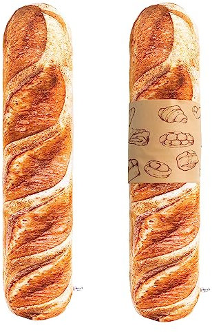 Mewaii 3D Simulation Brot Lang Plüsch Kissen 90CM Kuschelkissen Weiche Butter Toast Brot Körperkissen Lumbalbaguette Rückenkissen Brot Form Kissen Gefülltes Spielzeug Geschenk für Mädchen Jungen