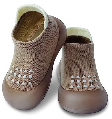 Dookeh Krabbelschuhe Baby (A3-Braun, 9-12 Monate, EU Size 19, Fabrikgröße Auf Schuhen gedruckt 20/21)