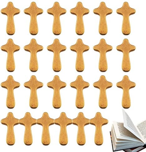 Motivationsgeschenke Handschmeichler, 24 Stück Handkreuz Und Handschmeichler, Handkreuz, Kleines Holzkreuz Zum Beten, Auch Als Sterbekreuz, Handgefertigt, Um In Ihre Hand Zu Passen, Schöne Maserung