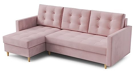 Ecksofa “DIVO” mit Schlaffunktion und Bettkasten - Sofa Bettsofa Couch L form 3 Sitzer Schlafsofa Schlafcouch - Eckcouch Möbel für Wohnzimmer 224 x 144 x 95 cm. Sofabett - Liegefläche: 202 x 140 cm