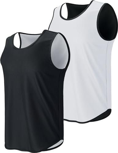 Liberty Pro Herren Leichte, wendbare Rec-Tanks, Netz-Basketballtrikot, athletisch, schnell trocknend, Team-Uniformen, Schwarz/Weiß, XL