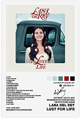 GUyfam Lana Del Rey Poster Lust for Life Album Cover Wandkunst Dekor Druck Bild Gemälde für Wohnzimmer Schlafzimmer 30 x 45 cm